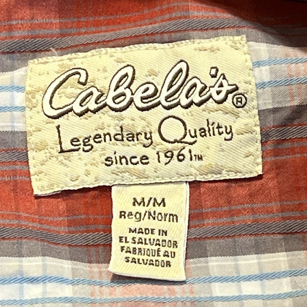 Cabela's Short Sleeve Shirt Men's Medium Red Plaid Button Up Hike Camp Outdoors - Picture 5 of 13